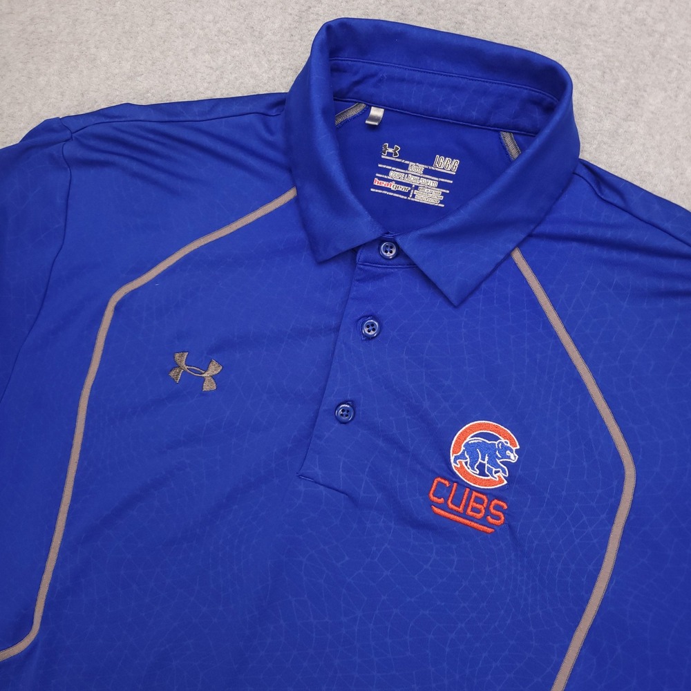 Under Armour‎ Chicago Cubs MLB Polo Shirt Mens Large Golf HeatGear Loose Fit
